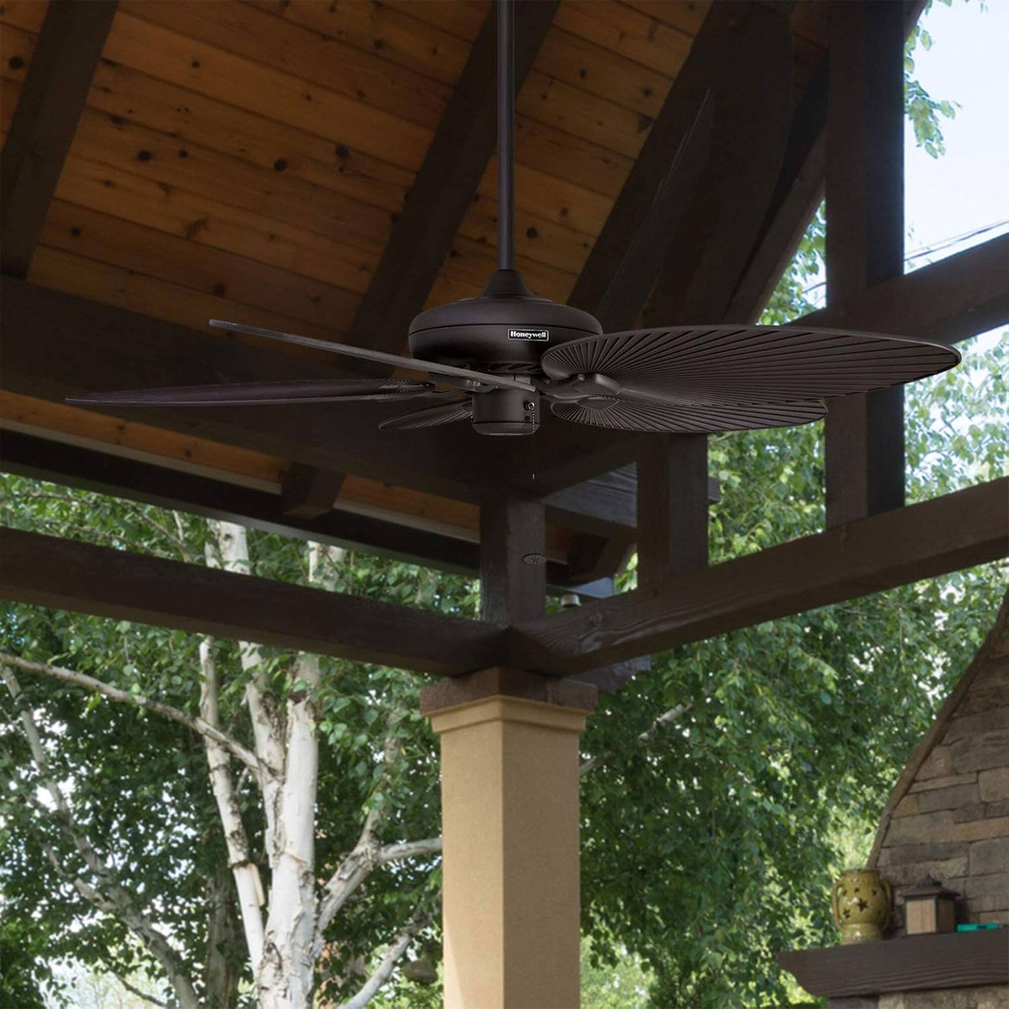 Alt View 3. Honeywell - Honeywell Palm Island 52 Inch Tropical Ceiling Fan, No Light, Oil Rubbed Bronze - Bronze (No Light).