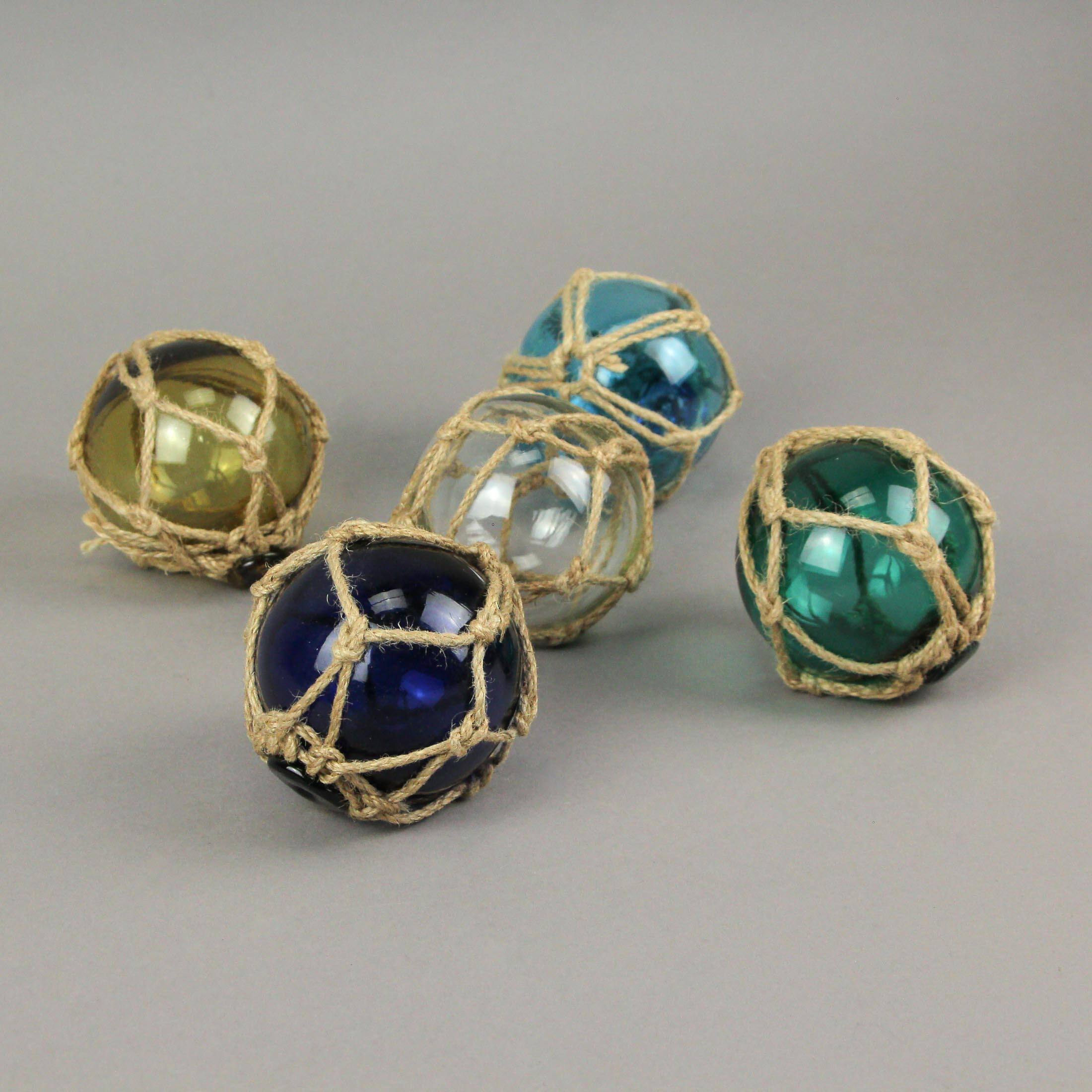 Alt View 6. Zeckos - Set of 5 Rope Wrapped Multicolor Glass Decorative Balls Modern Accent Room Decor - Multicolored.