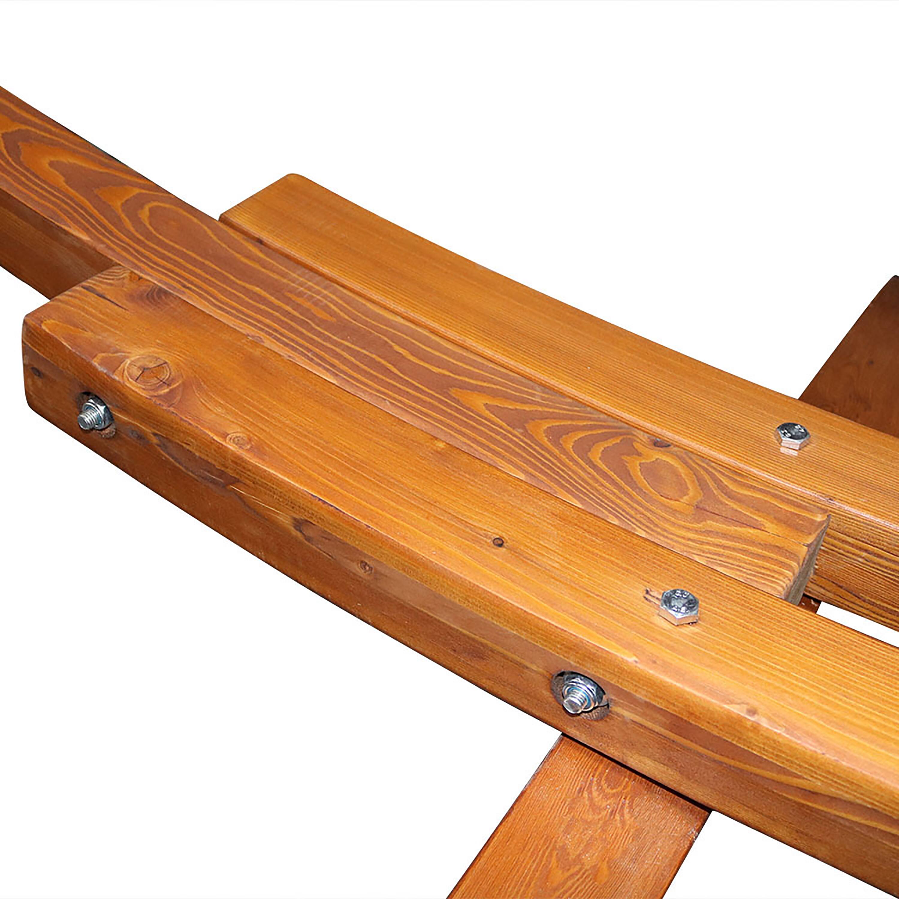 Alt View 4. Sunnydaze - Curved Wooden Arc Hammock Stand with Hooks and Chains - 13 ft - Brown.