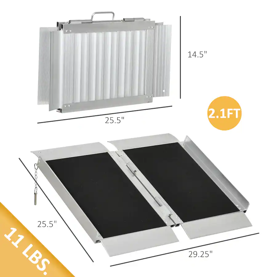 Homcom 2' Skidproof Portable Wheelchair Ramp for Home, Steps, Doorways ...