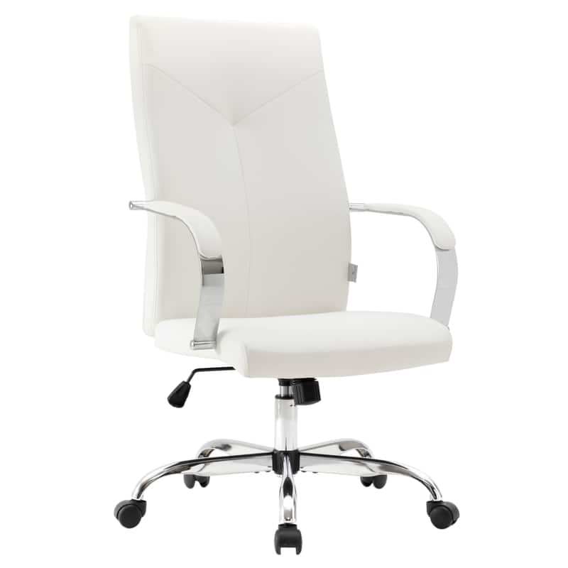 LeisureMod - 20 PCS Sonora Ergonomic High-Back Leather Desk Office Chair with Chrome Base and Tilt for Home Office - White