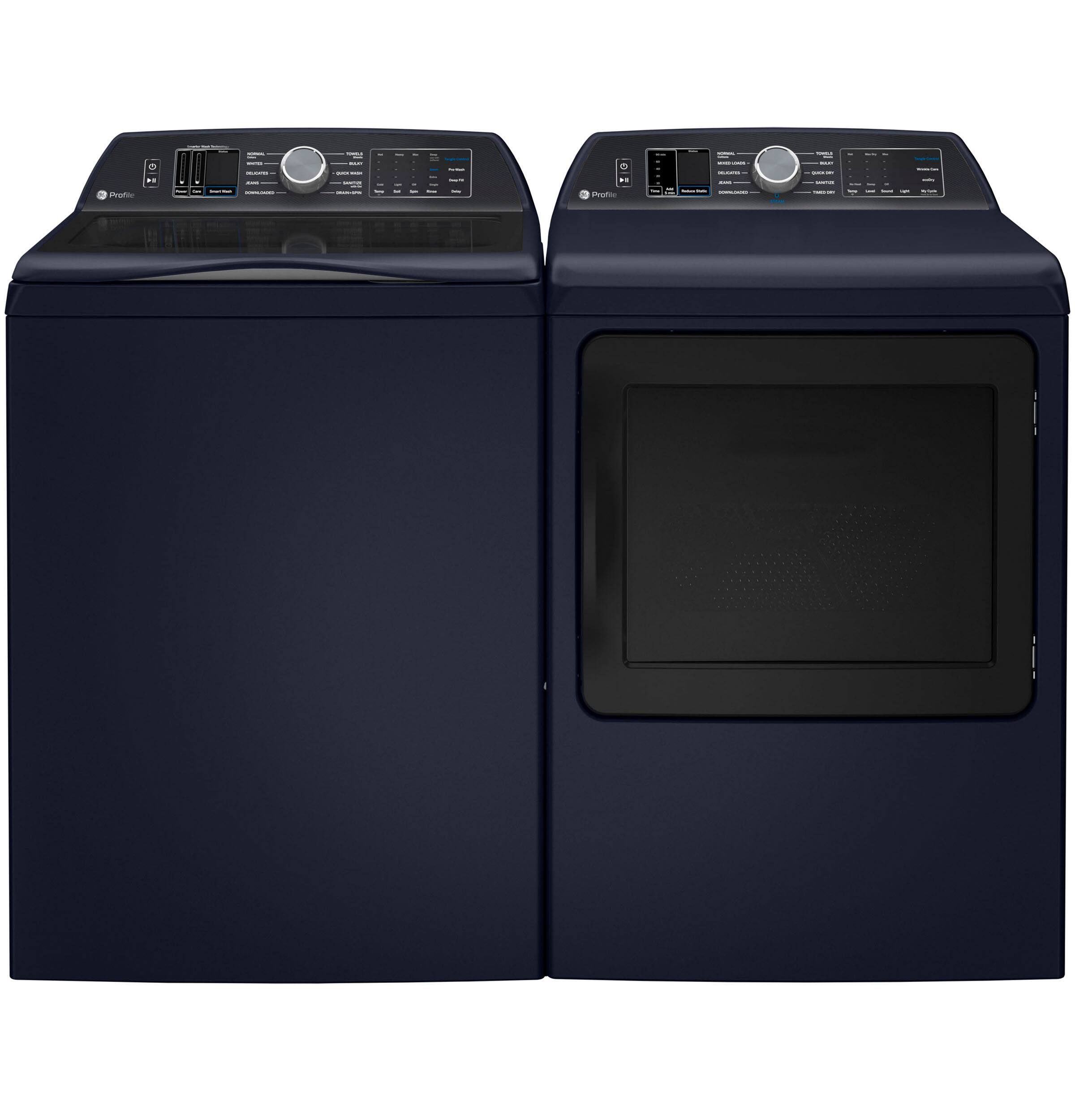 Alt View 4. GE Profile - 7.3 Cu. Ft. Smart Gas Dryer with Steam and Tangle Control - Sapphire Blue.