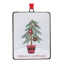 BreeBe - Seasons Greetings Pine Tree Ornament (Set of 12) - White, Green, Red