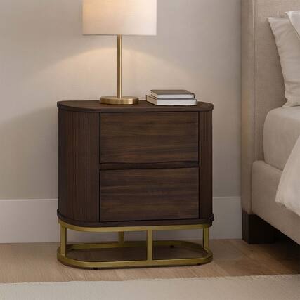 Front. Teamson Home - Teamson Home Seneca 2-Drawer Nightstand, Walnut - Natural.