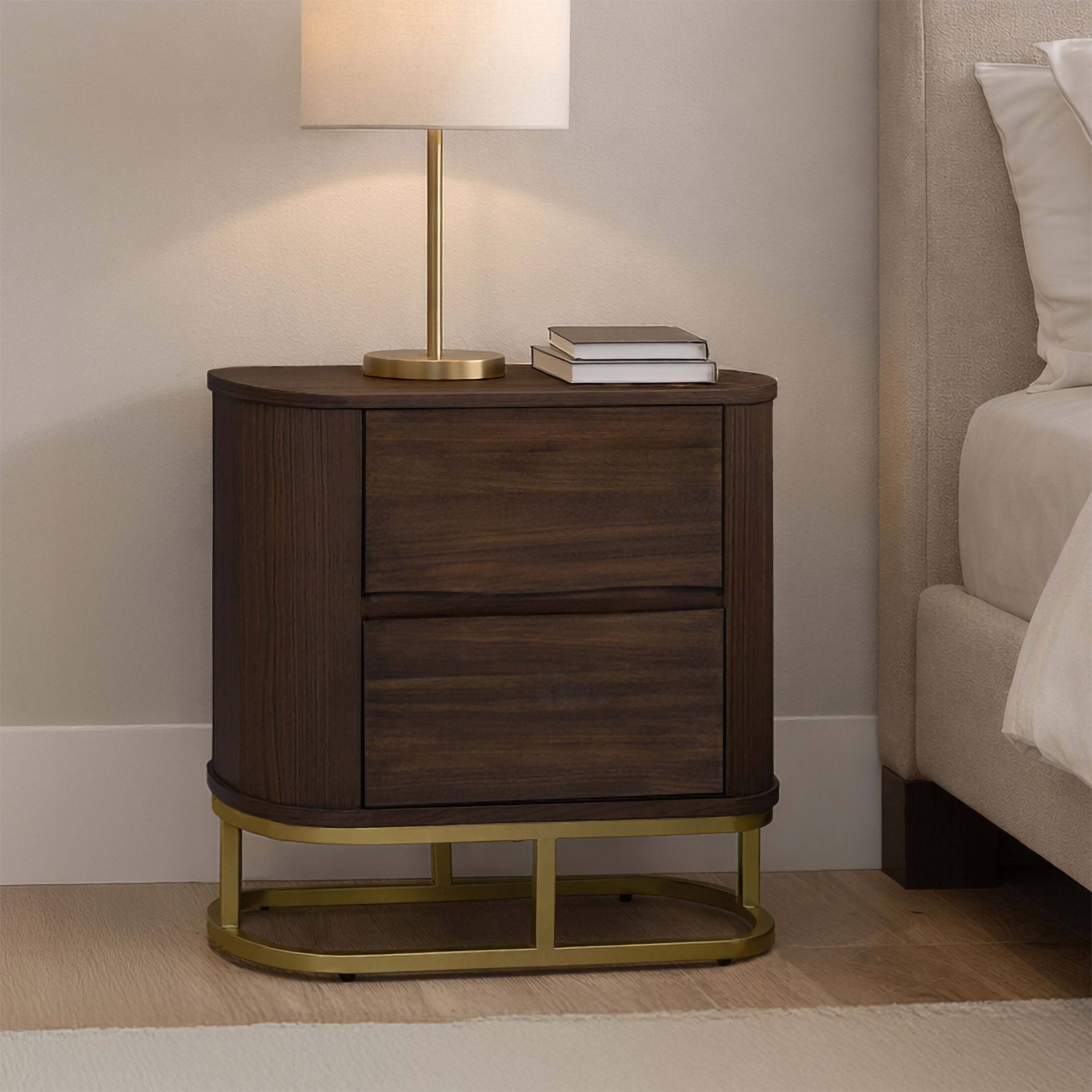 Front. Teamson Home - Teamson Home Seneca 2-Drawer Nightstand, Walnut - Natural.