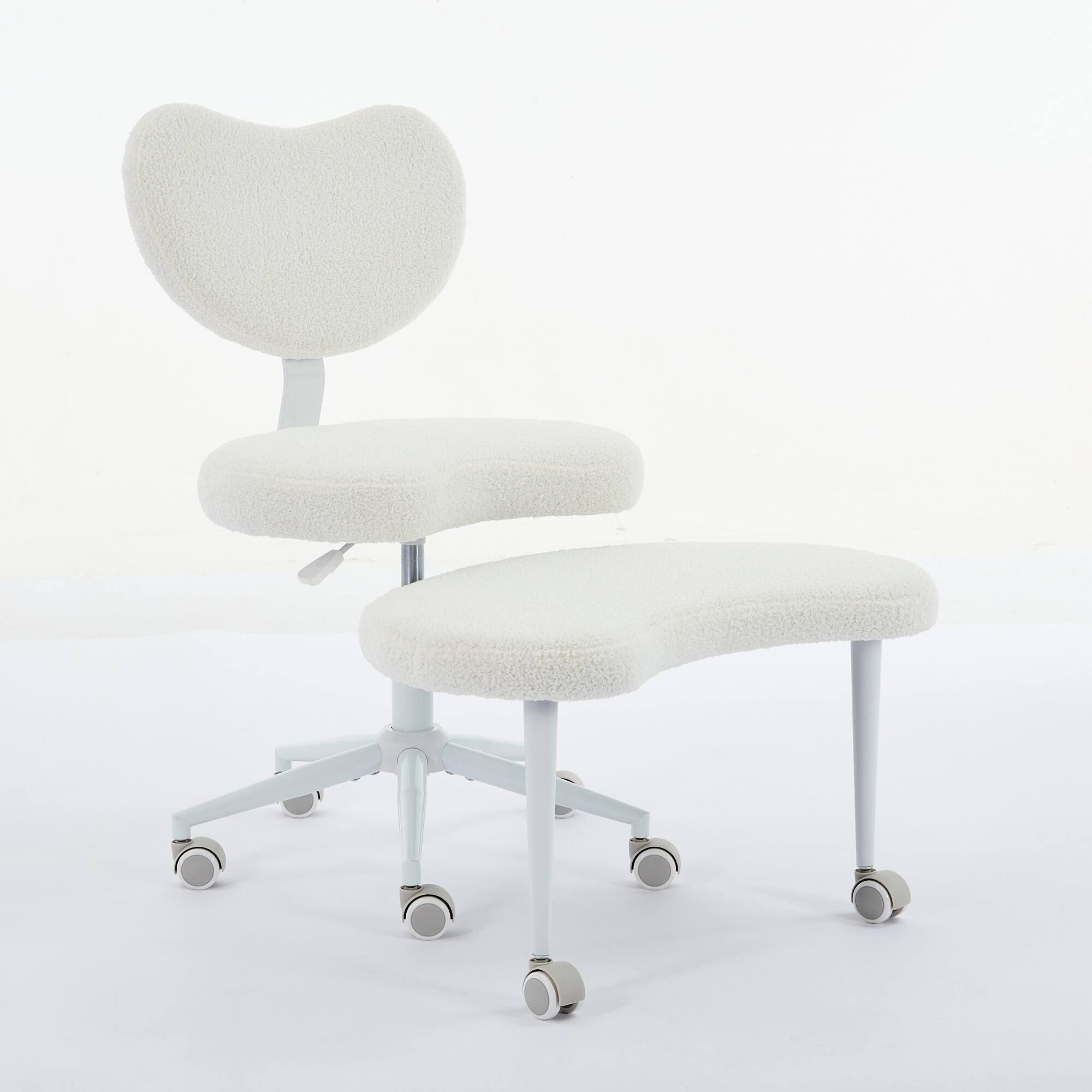 Left. GOODSILO - Meditation Chair with Wheels & Lumbar Support | Cross Legged Desk Chair for Fidgety Sitters | Adjustable Stool - Ivory.