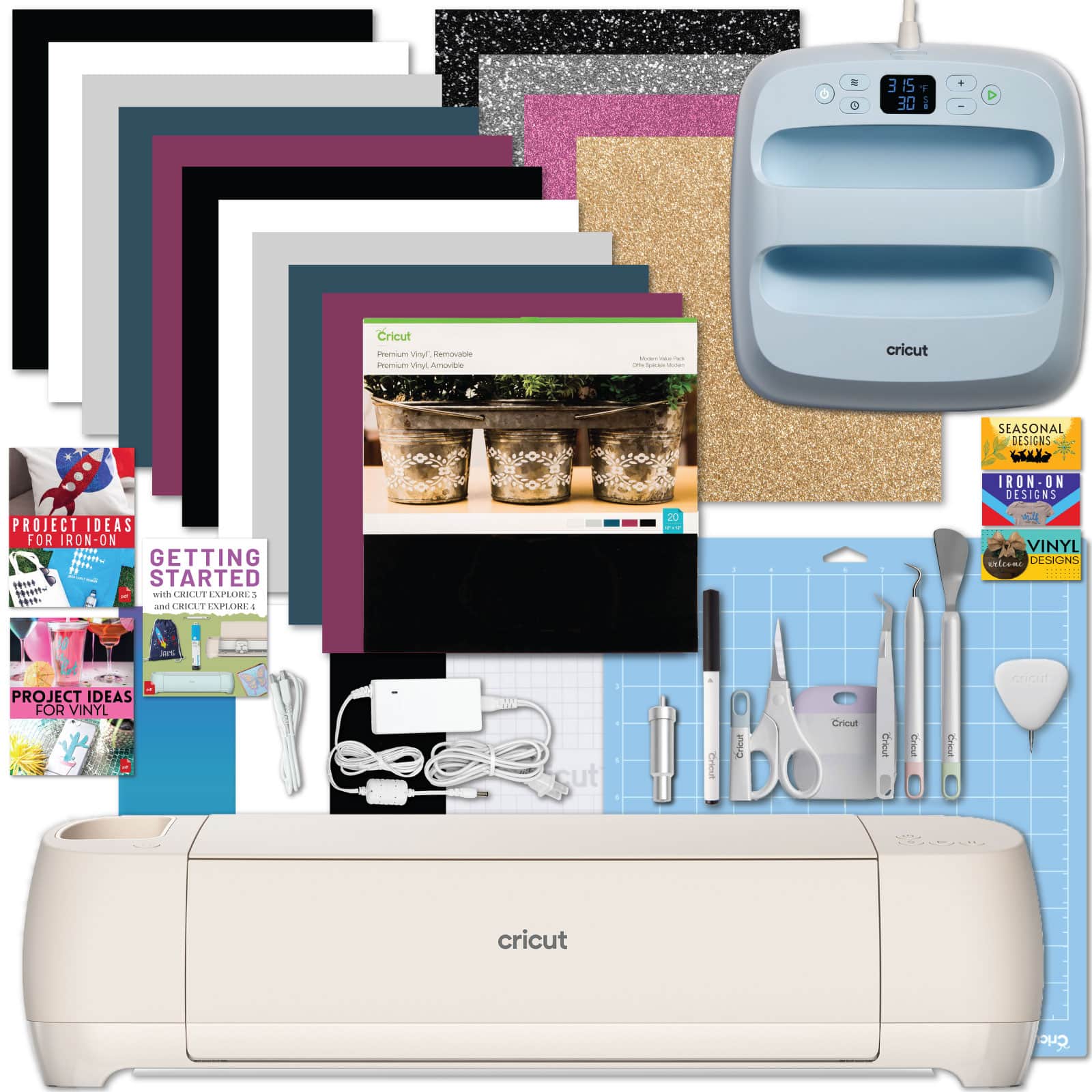 Cricut - Explore 4 Cutting Machine with EasyPress 3 Heat Press and Materials Bundle