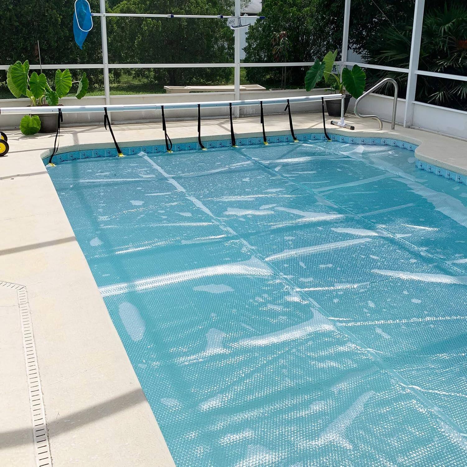 Alt View 7. Winado - 12Mil Solar Pool Cover 18x36FT Solar Blanket-Heavy Duty Solar Pool Cover for Above Ground Swimming Pool, Inground Pool - Transparent.