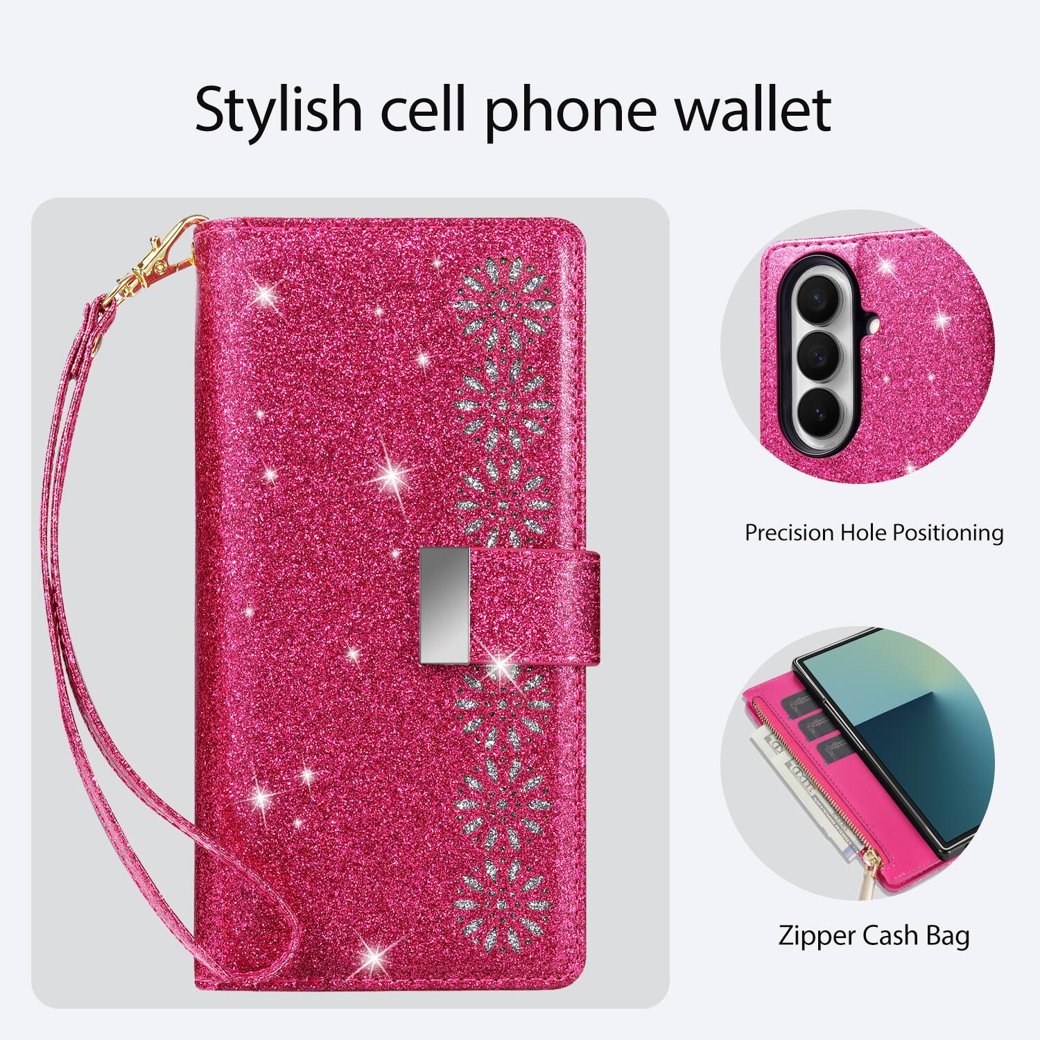 Stylish cell phone wallet

Precision Hole Positioning

Zipper Cash Bag
