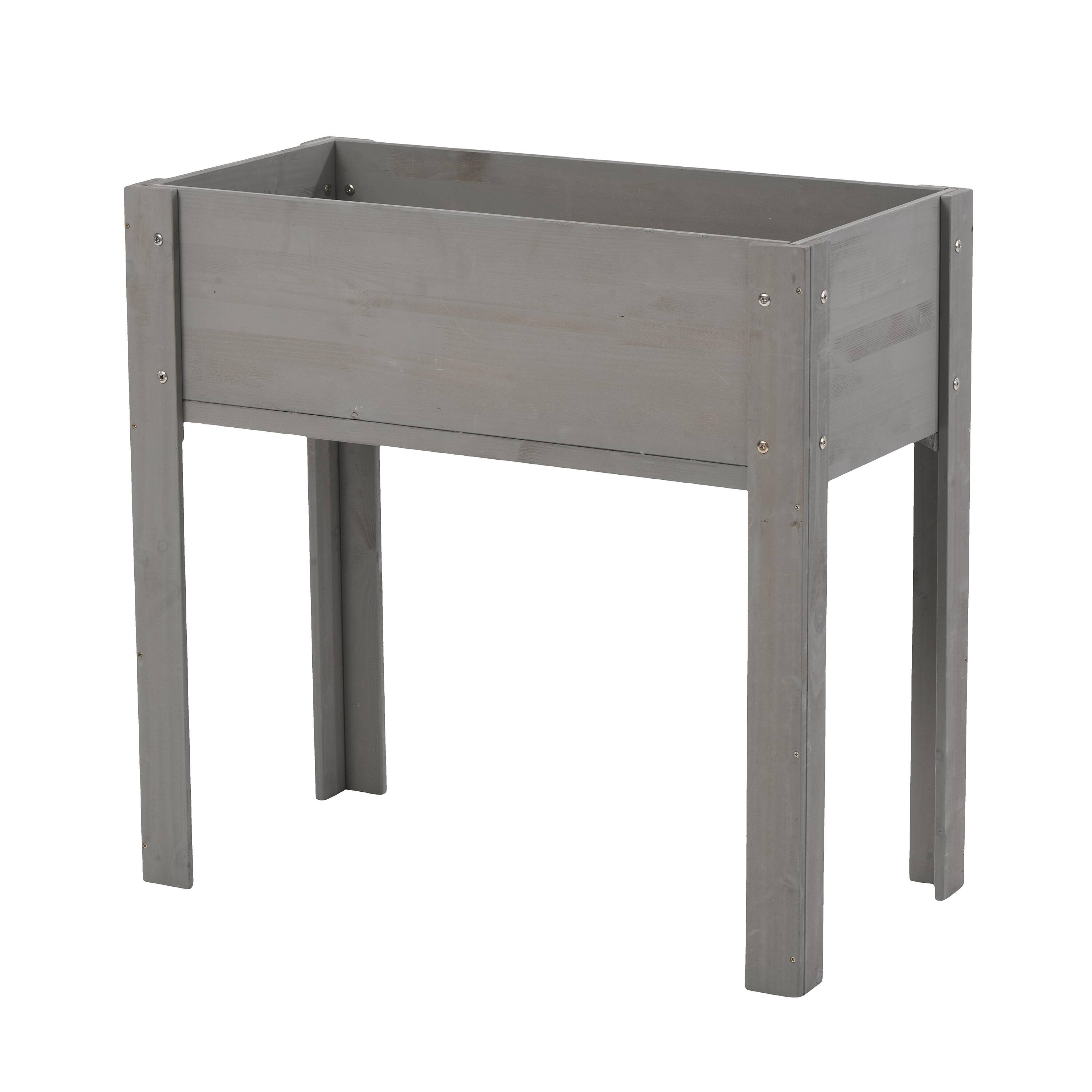 Alt View 7. PAIHOME - Natural Solid Wood Raised Garden Bed with Legs, Elevated Planter Box for Outdoor Plants Fruits Vegetables - 31x16x31 Inch - Grey.