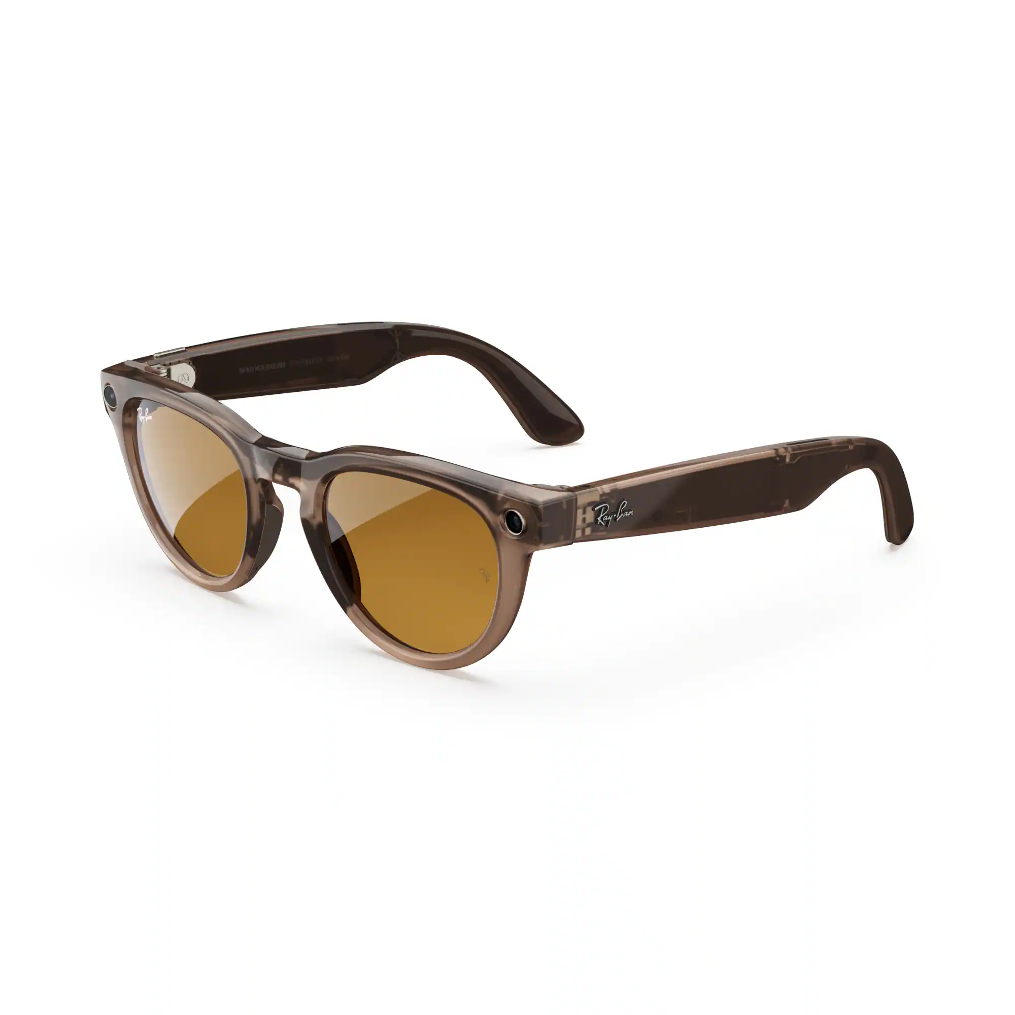Ray-Ban Meta - Headliner (Gen 1) glasses with Meta AI, Audio, Photo, Video Compatibility - Transitions Yellow Lenses - Warm Stone