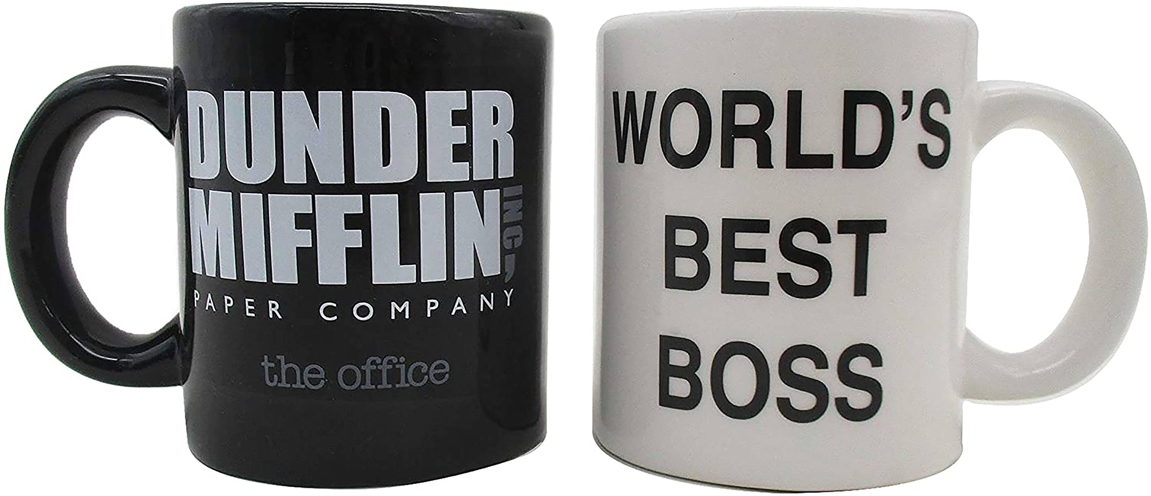 Silver Buffalo - The Office Mugs Best Boss Manager Ceramic Salt and Pepper Shaker Set - Black