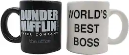 Silver Buffalo - The Office Mugs Best Boss Manager Ceramic Salt and Pepper Shaker Set - Black