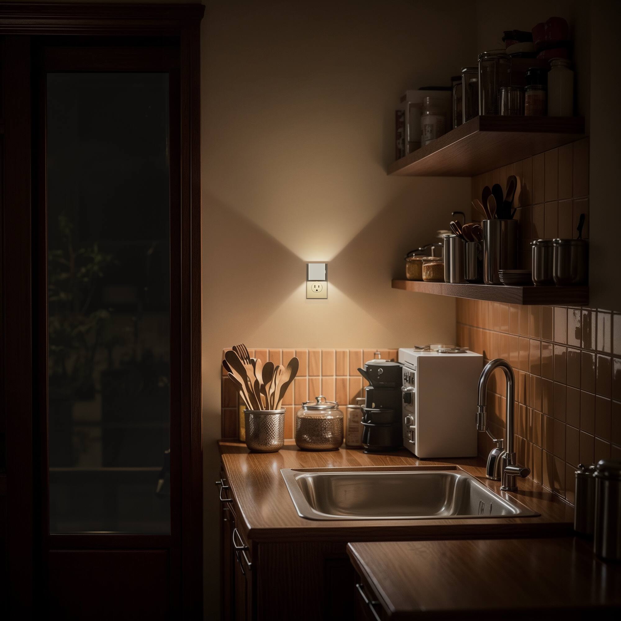 Alt View 2. Jandcase - JANDCASE 2-Pack 1W  Plug-in Night Light, 3000K Warm Glow,Up/Down Light, 3-Step Dimming, Color Memory, Dusk-to-Dawn - White.