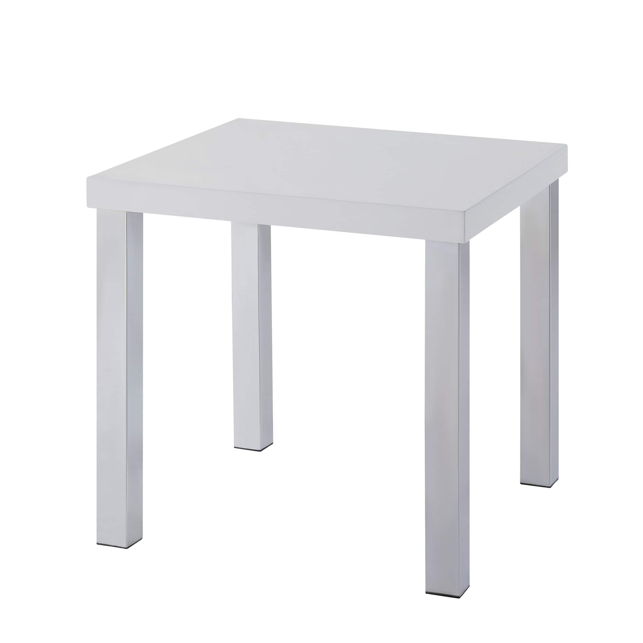 Manhattan Lane - Square Wooden End Table with Straight Metal Legs - White and Chrome