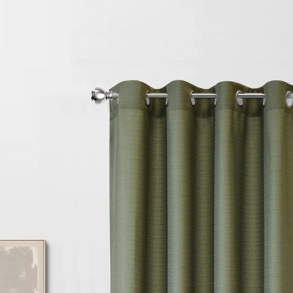 Left. Commonwealth Home Fashions - Habitat Cameron Light Filtering Slub Textured Grommet Curtain Panel 52" x 108" Olive - Olive.