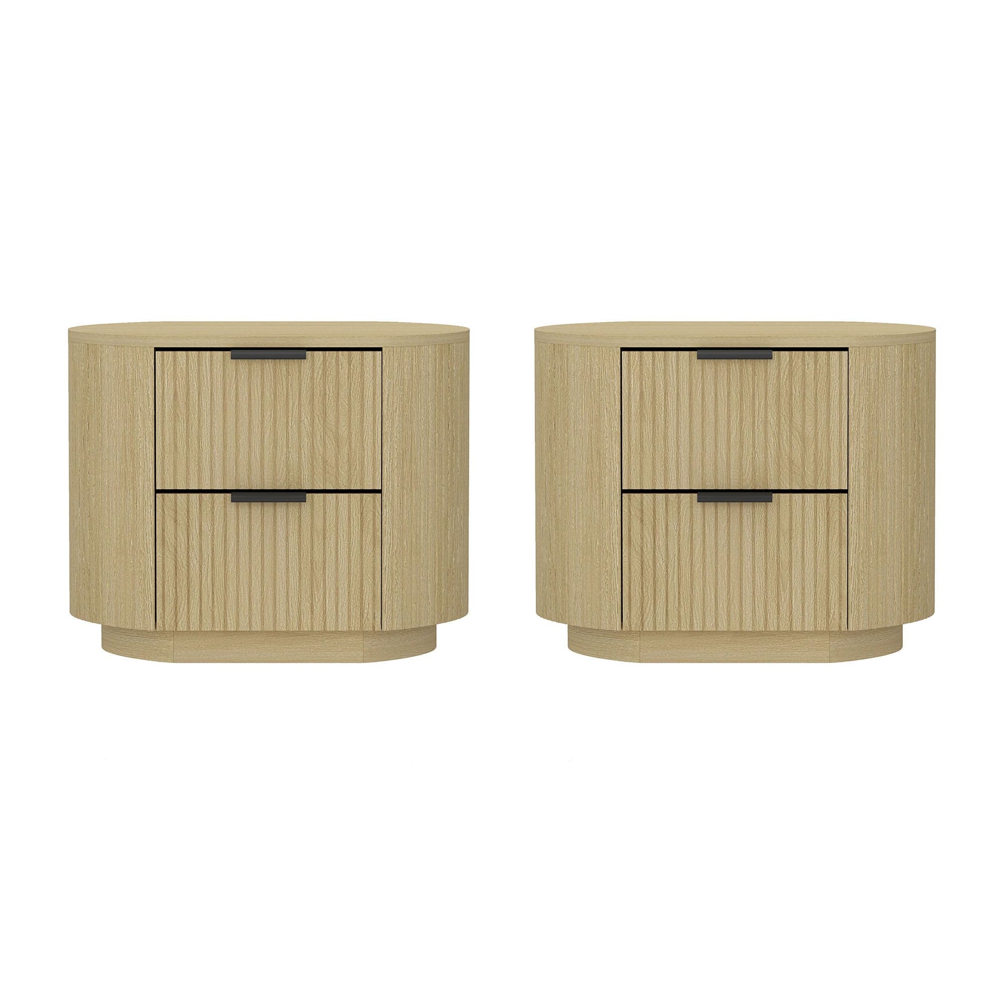 Manhattan Comfort - Olivia Modern 27" Nightstand - Set of 2 - Natural Oak