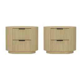 Manhattan Comfort - Olivia Modern 27" Nightstand - Set of 2 - Natural Oak