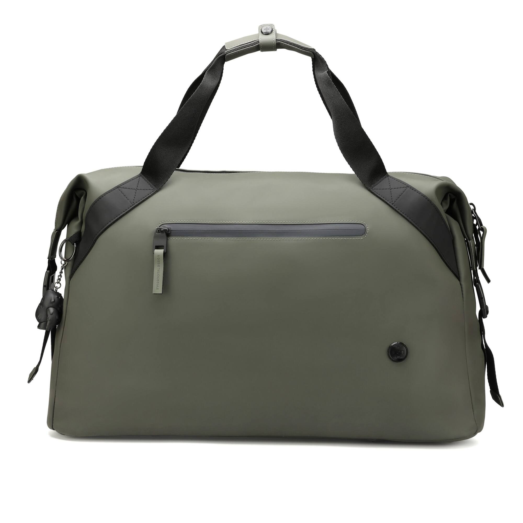 Front. Swissdigital Design - SwissDigital SD5533-23 Lamone Dark Green Travel Duffle Bag with RFID Protection - Dark Green.