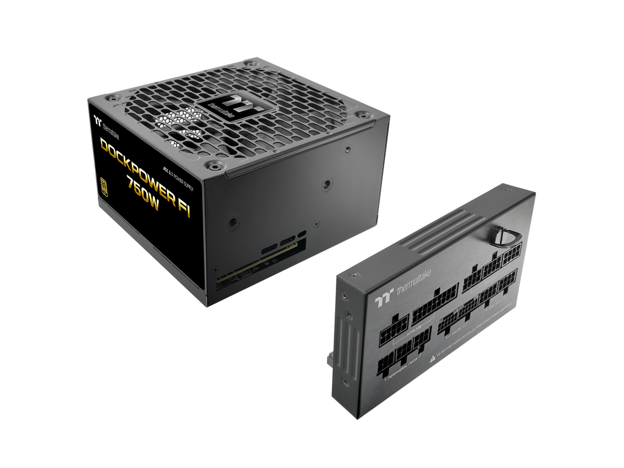 Thermaltake DOCKPOWER 750W FI  
ATX 3.1 POWER SUPPLY  

Thermaltake  
One Lique PUBLES  
PAST - www.009 PERIPHERAL  
129-2019 and MODER AR www. MAY 20%