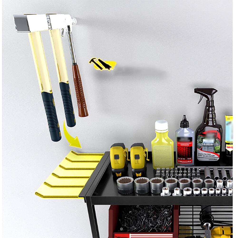 Alt View 3. GARVEE - Power Tool Organizer 4 Layers Wall Mount Storage Rack with Drill Holders for Drills Cordless Tools Garage Tool Organizer - Black.