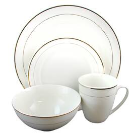 Gibson - Home Palladine 16 Piece Dinnerware Double Banded Set - Gold