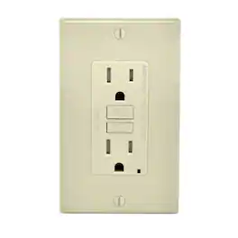 Leviton - SmartlockPro 15 amps 125 V Duplex AFCI/GFCI Dual Function Outlet 5-15R 1 pk - Light Almond