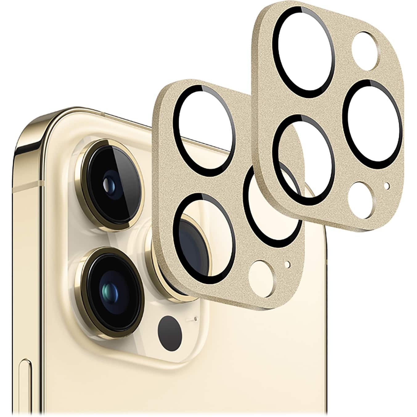 Angle. SaharaCase - ZeroDamage Camera Lens Protector for Apple iPhone 14 Pro and iPhone 14 Pro Max (2-Pack) - Gold.
