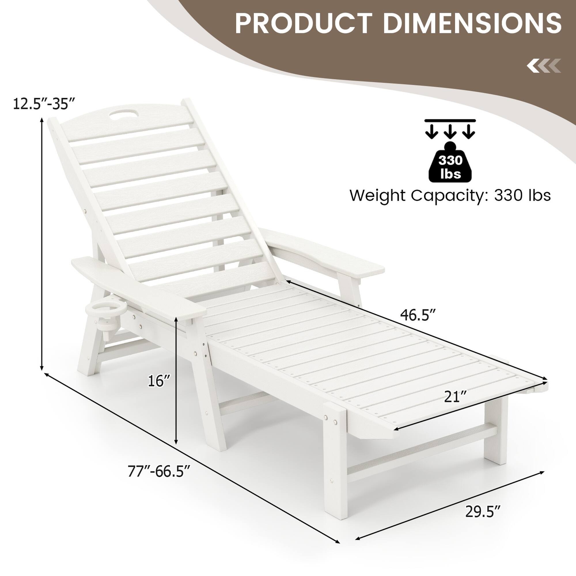 PRODUCT DIMENSIONS  
12.5" - 35"  
Weight Capacity: 330 lbs  
46.5"  
16"  
21"  
77" - 66.5"  
29.5"