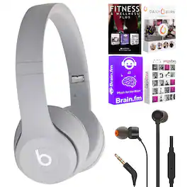 Beats - Solo 4 Wireless Headphones - Drenched Grey + In Ear Headphones + Software - White
