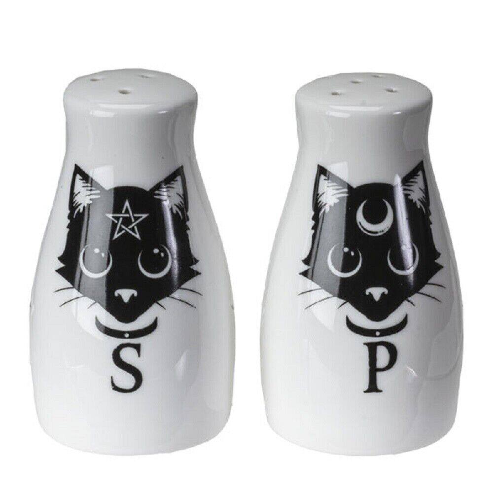 Angle. Pacific Trading - Pacific Trading Magic Cats Kitchen Ceramic Salt and Pepper Shaker Set 3.4 Inch - White.
