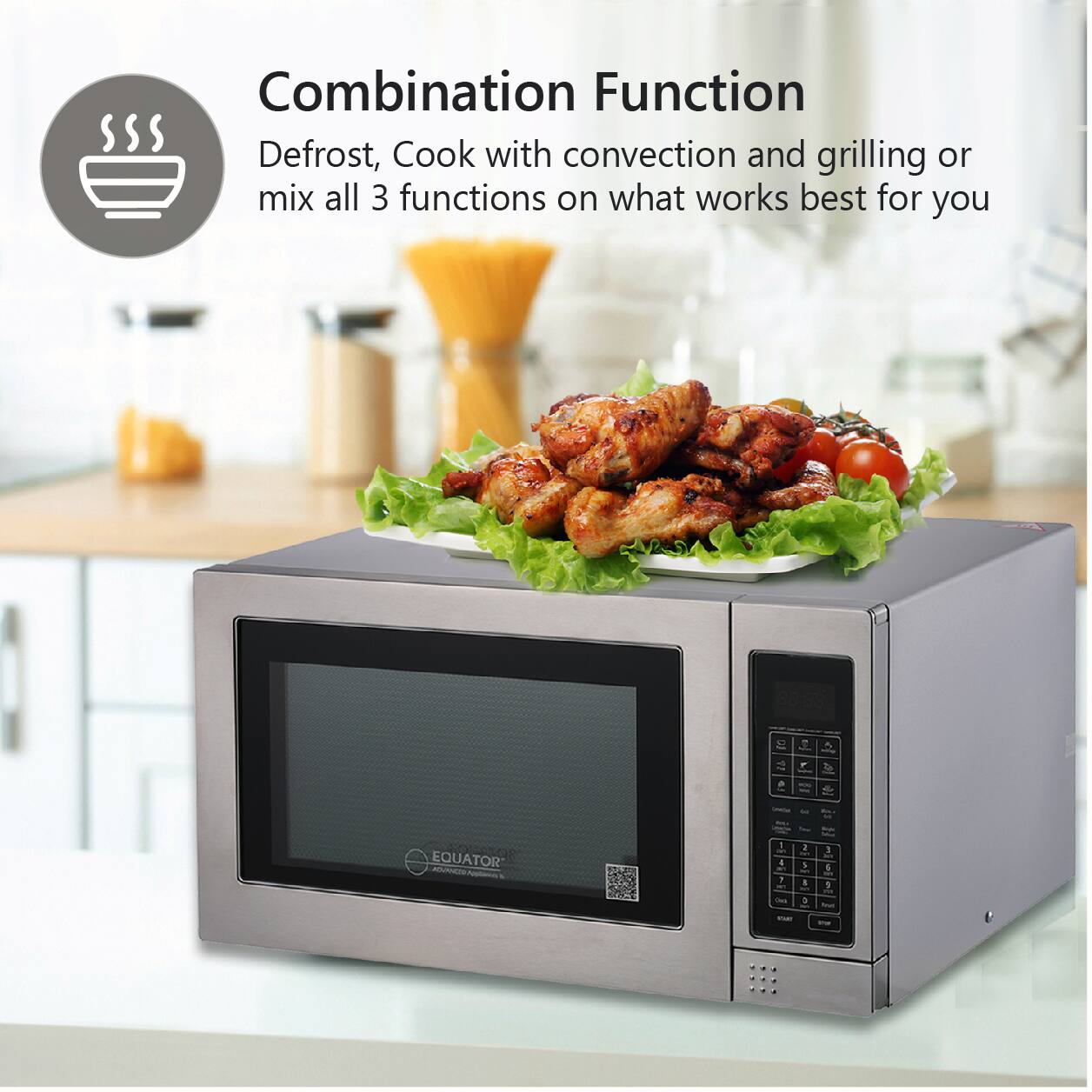 Combination Function  
Defrost, Cook with convection and grilling or mix all 3 functions on what works best for you