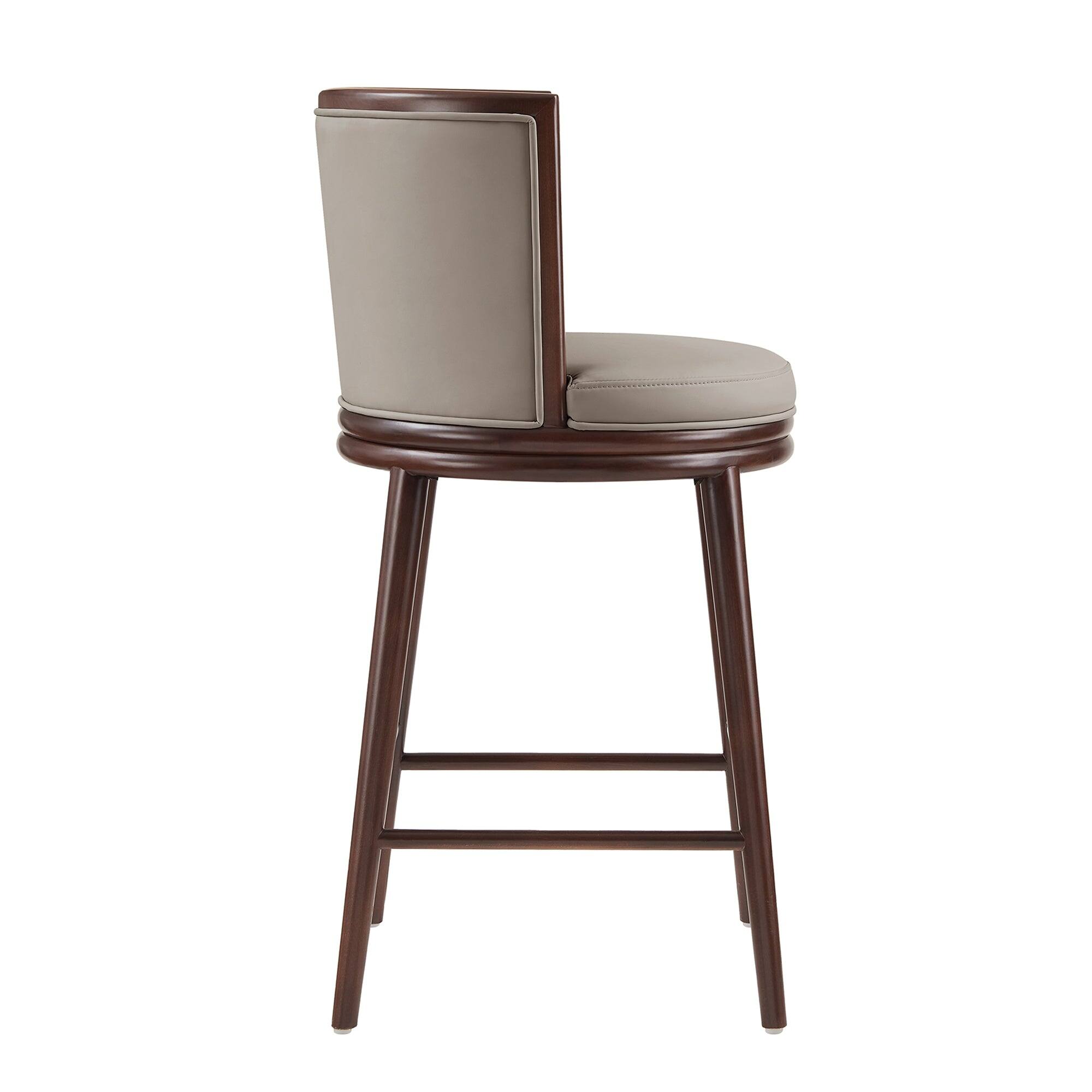 Alt View 3. Manhattan Comfort - Evalyn Modern Wood Upholstered Barstool - Set of 3 - Taupe.