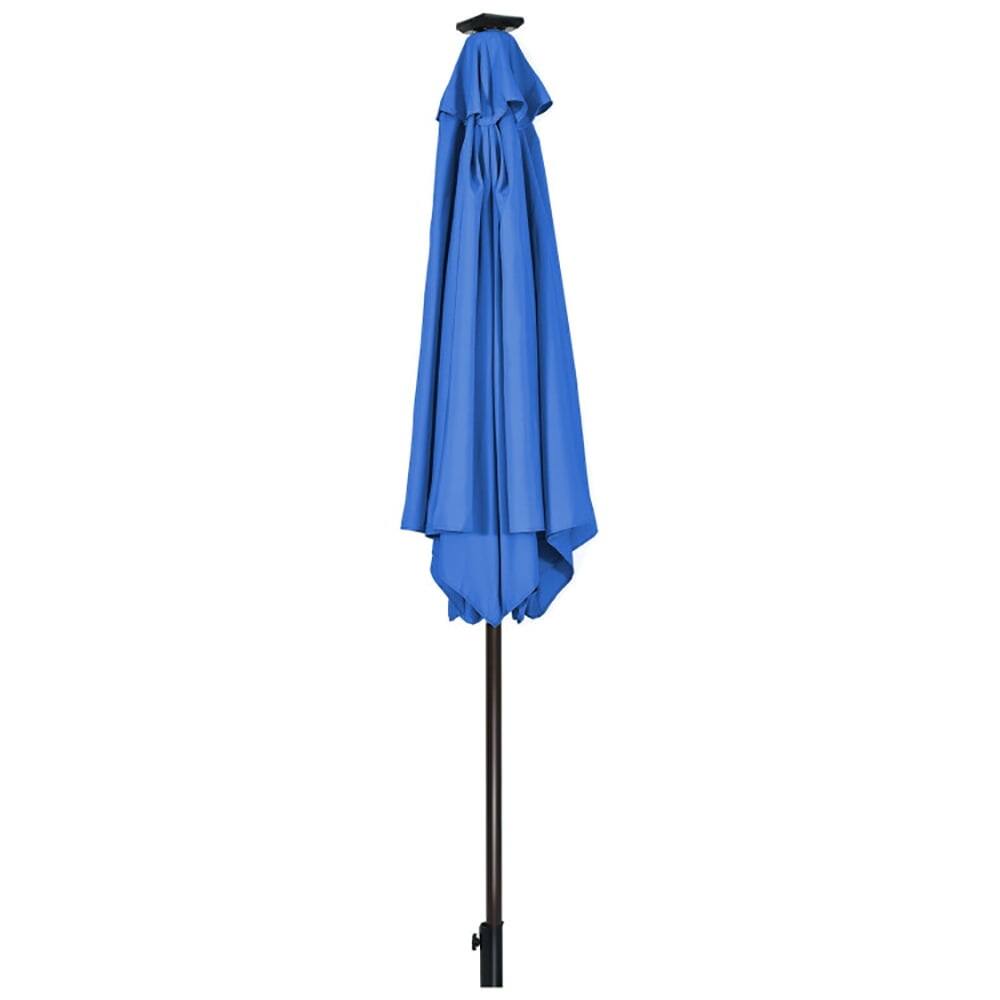 Alt View 3. Kadyn - 9 Feet Solar LED Lighted Patio Market Umbrella Tilt Adjustment Crank Lift-Blue, Patio Offset Umbrella.