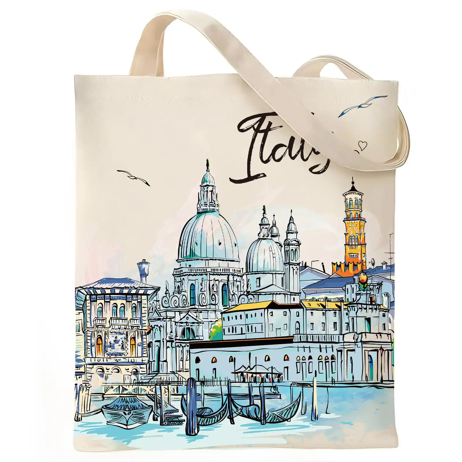 Front. Paradigms Interiors - Canvas Tote Bag Gift - Funny Reusable Cloth Bags Vintage Totes Gifts For Women Shopping Grocery Lover Books... - Italy Travel.