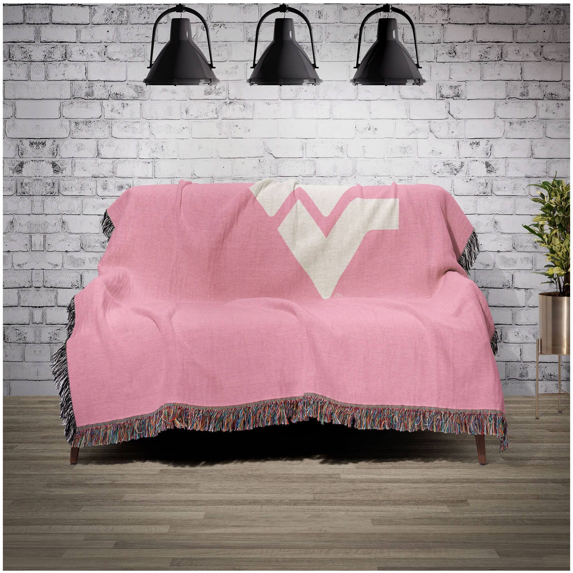 Alt View 1. Chad & Jake - West Virginia Mountaineers Woven Blanket - Pink.