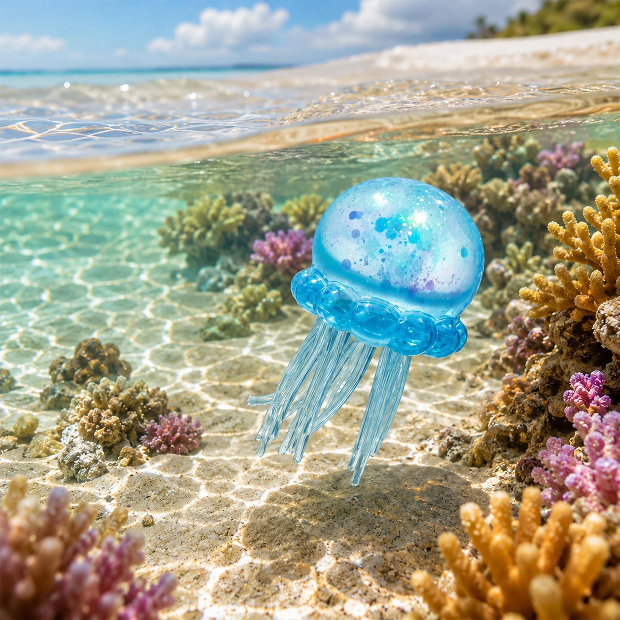 Alt View 4. Puka Creations - Squishy Jellyfish 3.5-Inch Stress Reliever | Blue - Blue.