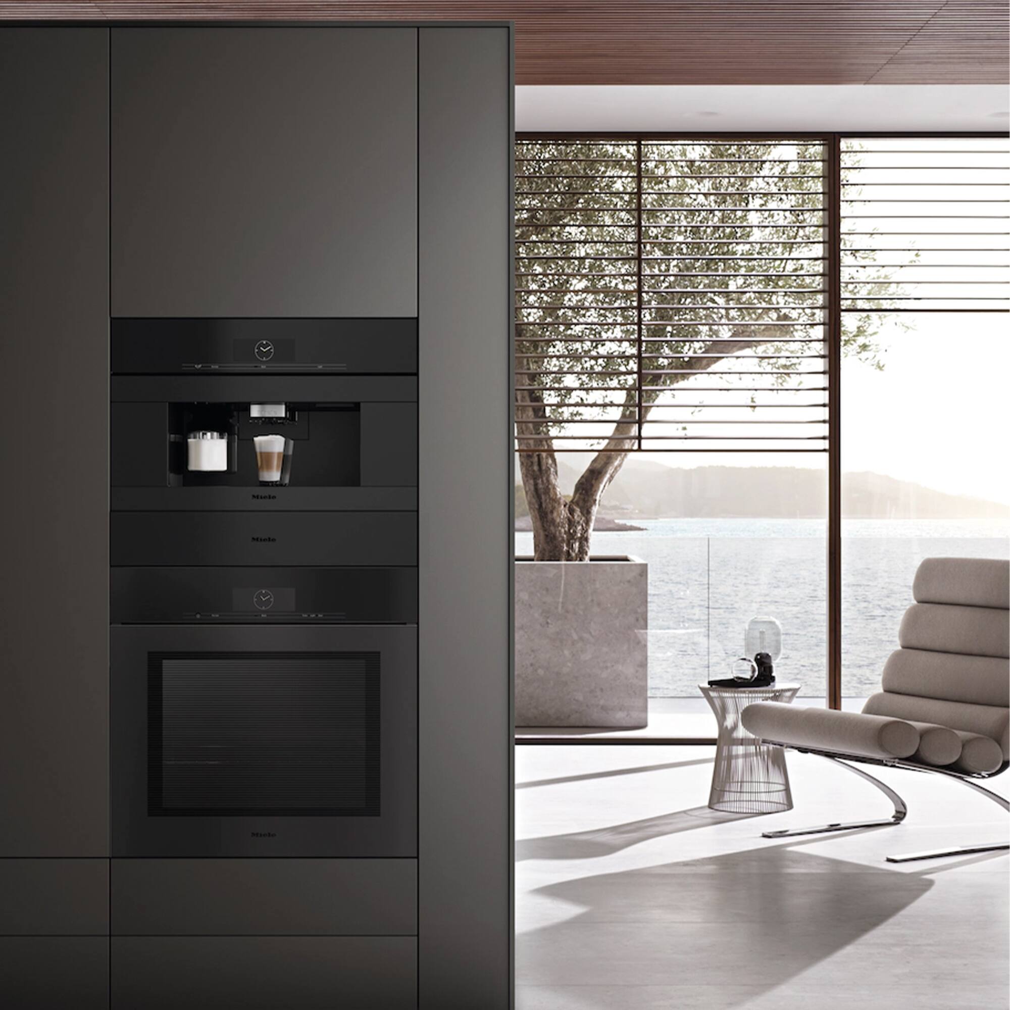 Left. Miele - H 7880 BPX MB 30" Built-In Electric Convection Oven - Black.