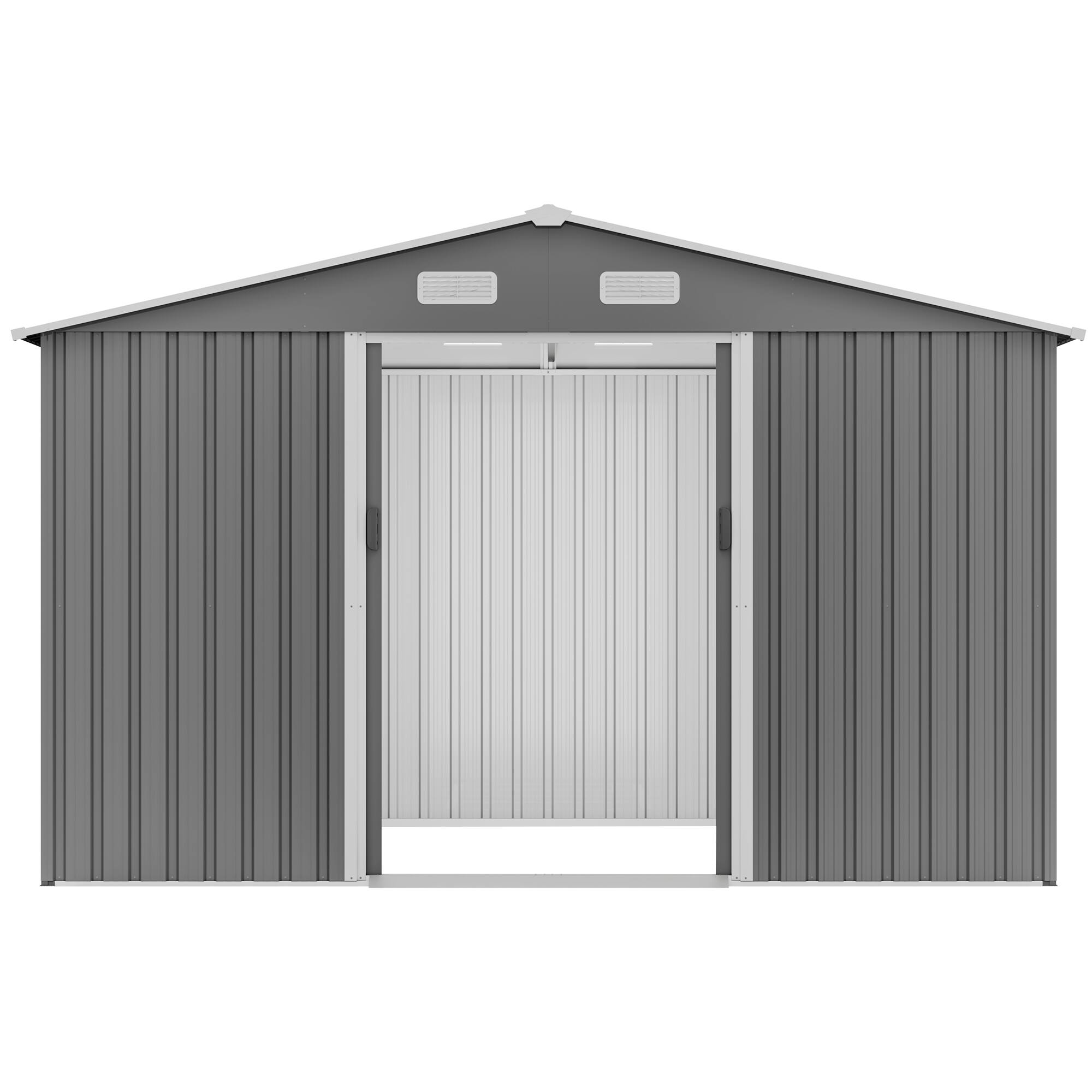 Alt View 6. Mondawe - 10X8 FT Outdoor Storage Shed with Lockable Doors - Gray.