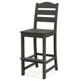 Costway - Outdoor HDPE Bar Stool Patio Tall Chair Backrest Footrest All Weather - Black