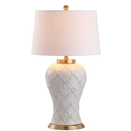 Front. Jonathan Y - Arthur 29" Ceramic LED Table Lamp, Cream - Cream.