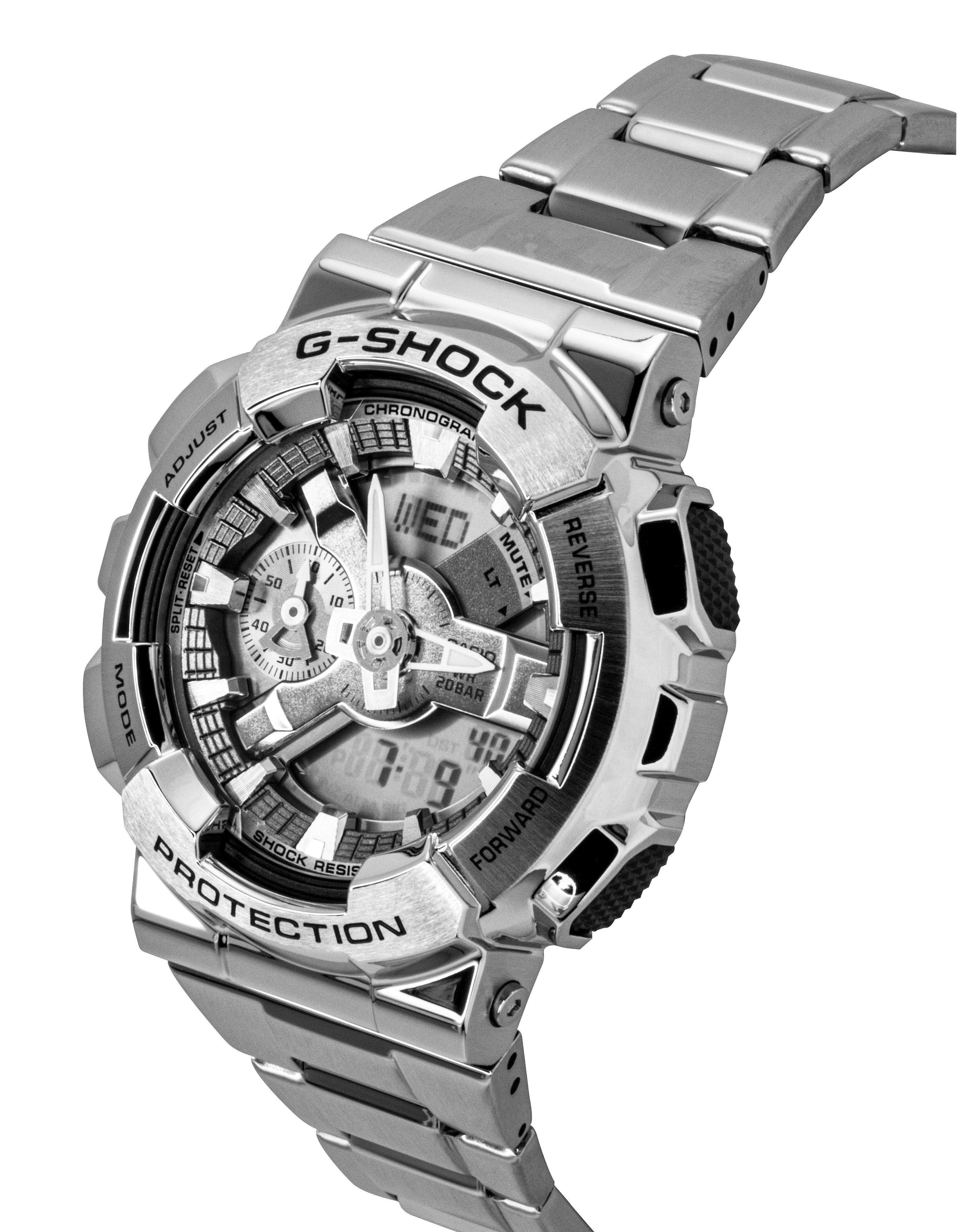 G-SHOCK CHRONOGRAPH  
ADJUST WED RESET  
50 10 SPLIT 40 0 5 1 ARIO  
MODE 1 20BAR N G DST 40 07-89  
H FORWARD SHOCK RESIST PROTECTION  
LT MUTE REVERSE