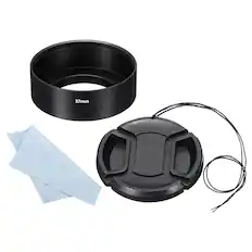Front. Unique Bargains - 37mm Standard Focus Frosted Lens Hood with 52mm Cap/Cloth for Nikon/Fuji/Pentax/Leica - Black.