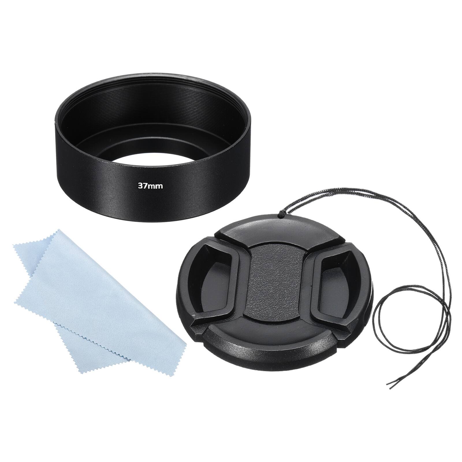 Front. Unique Bargains - 37mm Standard Focus Frosted Lens Hood with 52mm Cap/Cloth for Nikon/Fuji/Pentax/Leica - Black.