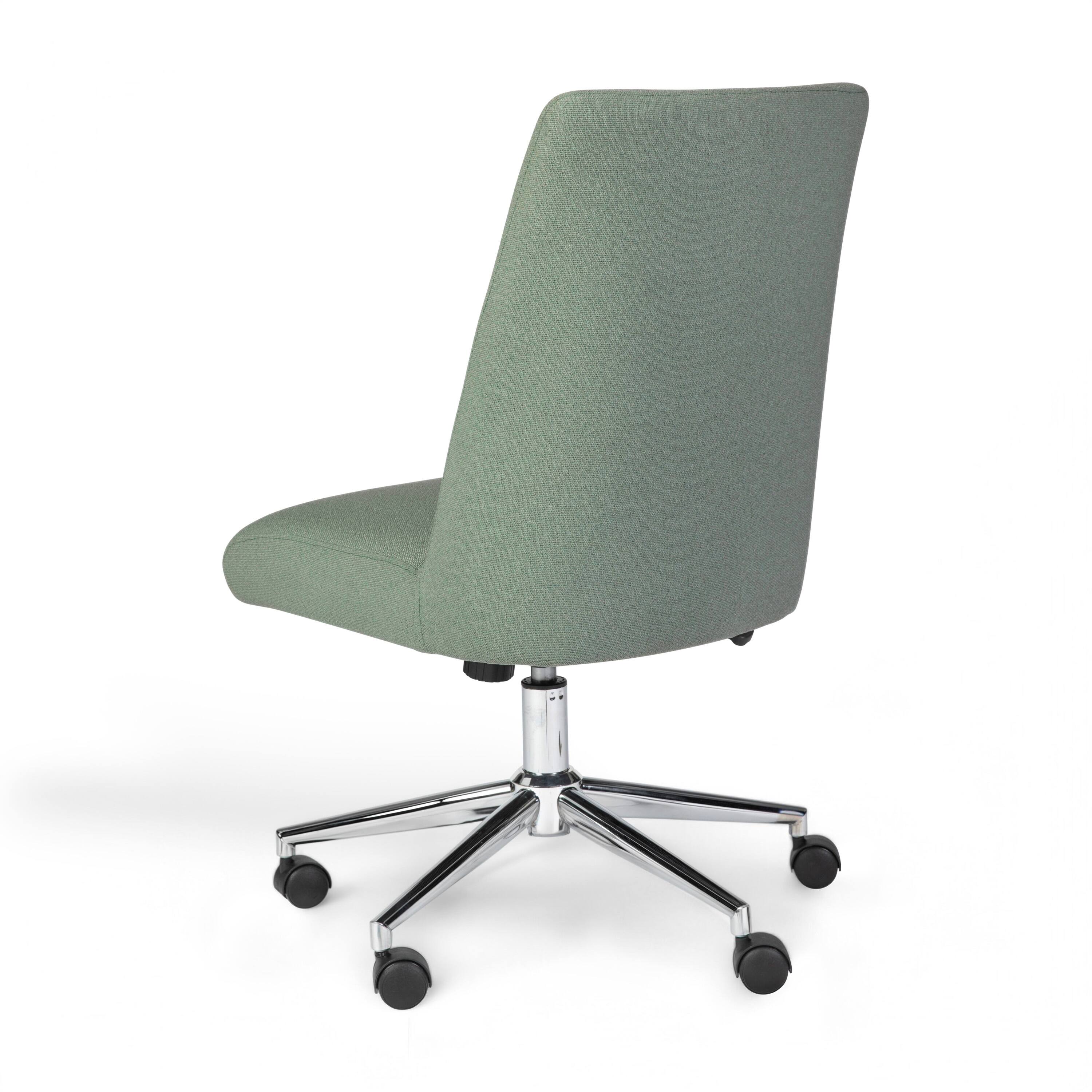 Alt View 8. Martha Stewart - Maeve Upholstered Height Adjustable Swivel Home Office Chair - Sage Fabric/Polished Nickel Frame.