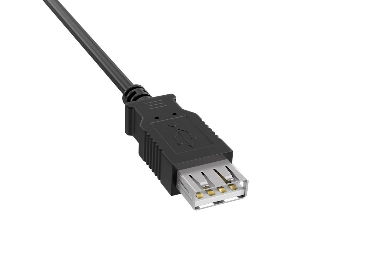 Angle. Cable Leader - USB 2.0 Type A Male to Female Extension Cable, 480Mbps, Double-Shielded, Gold-Plated - Black.