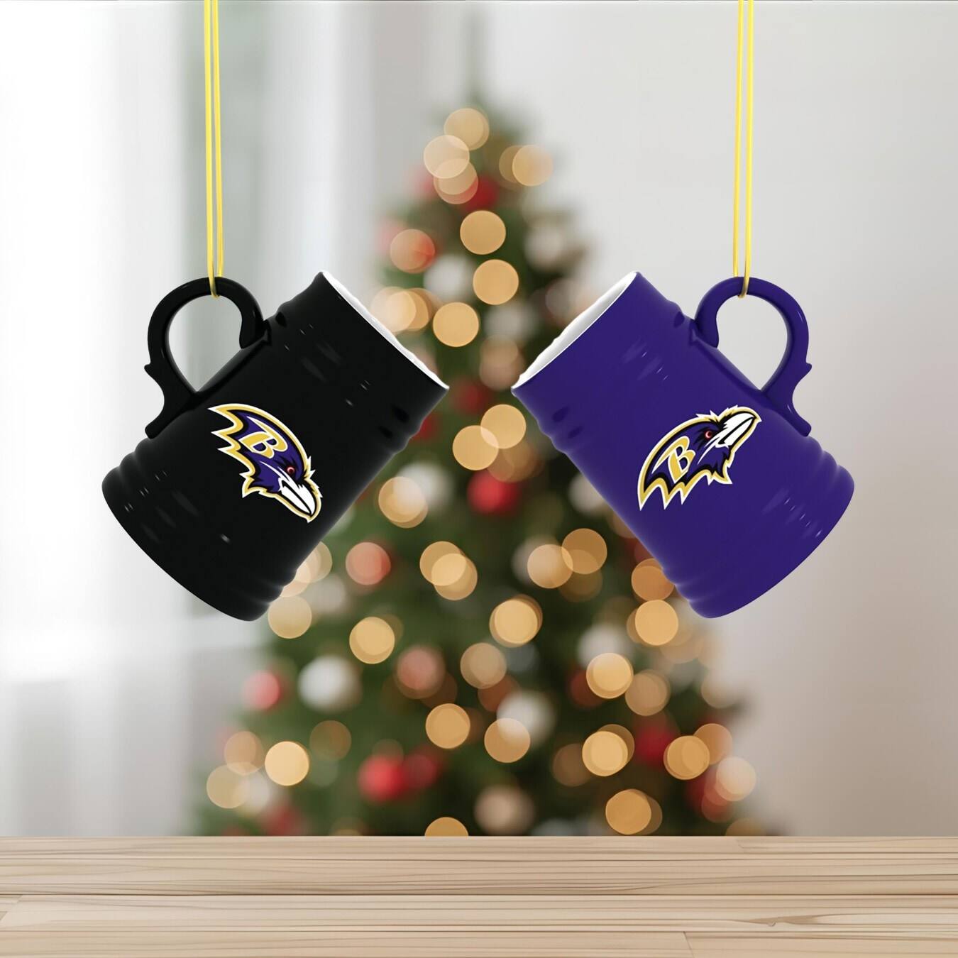 Alt View 1. Evergreen Enterprises - Baltimore Ravens Two-Pack 3" Mini Stein Ornament Set - Multicolor.