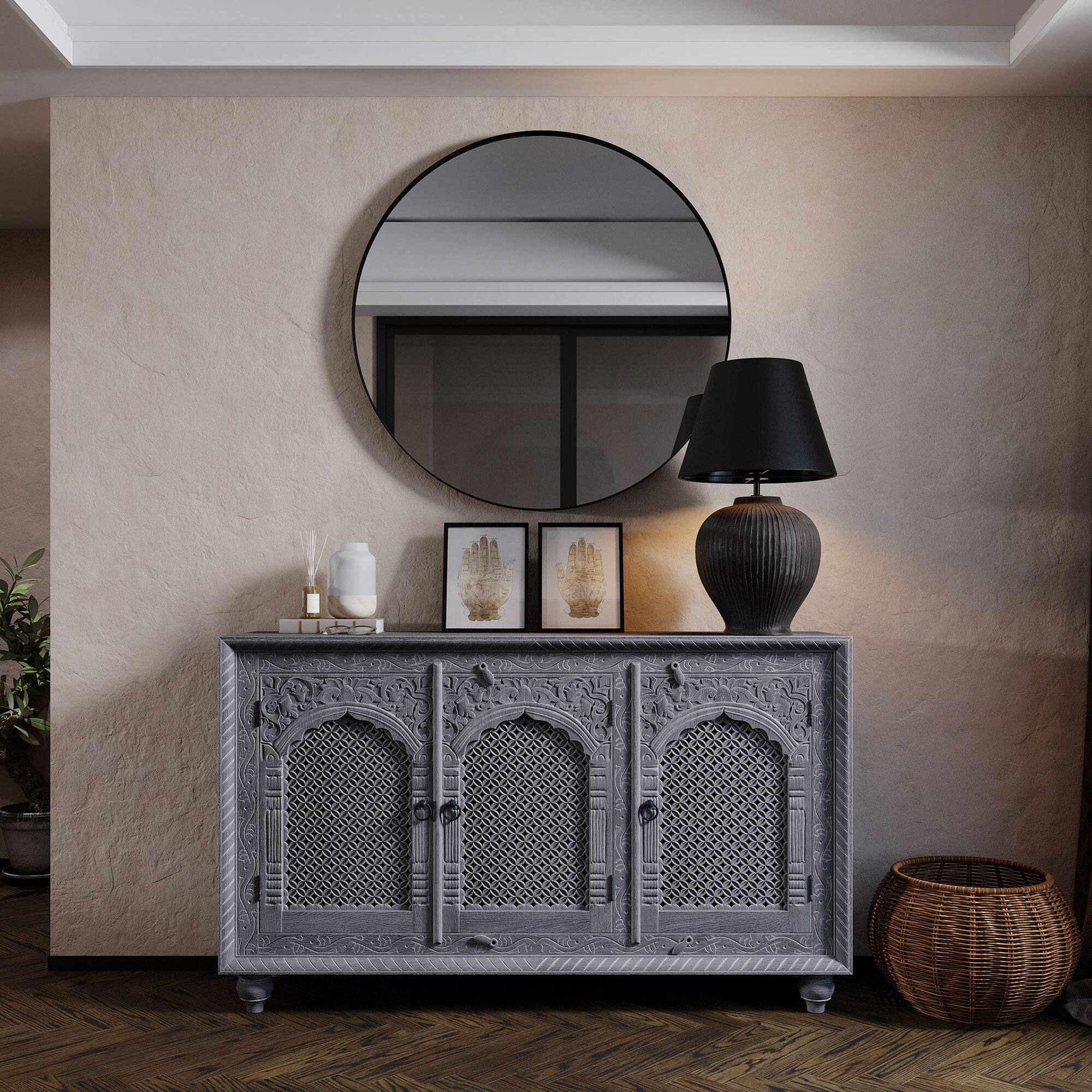 Alt View 10. Maven Lane - Maven Lane Patrin Handmade Heritage Wooden Sideboard in Grey Distressed Finish - Grey.