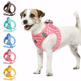 Paradigms Interiors - Dog Harness And Leash Set Soft Mesh Breathable Reflective Puppy No Pull Pet For Dogs Cats - Pink-Medium