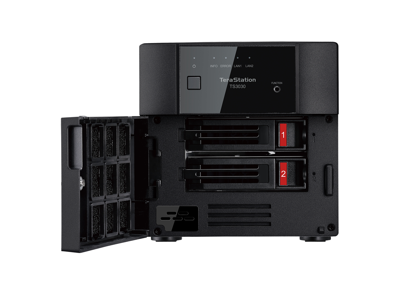 INFO ERROR LAN1 LAN2  
TeraStation TS3030  
FUNCTION 1 2